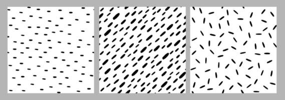Small Dash Seamless Pattern Collection. Brush hand drawn random strokes. Abstract dots seamless pattern. Memphis style. Simple Illustration vector