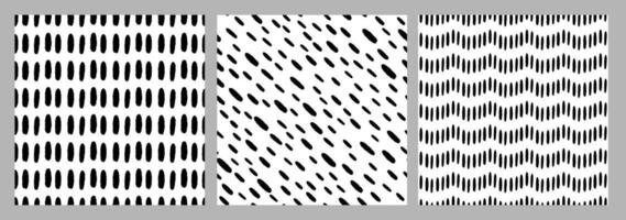 Small Dash Pattern on white background. Grunge black lines. Seamless pattern with Hands sketchy prints. Set of Illustration vector