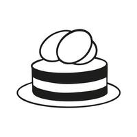 Minimalist illustration of a festive Easter cake topped with eggs, drawn in a clean line-art style vector