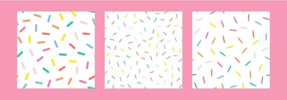 Simple Sprinkle Seamless Pattern. Colorful donut or cake glaze with sprinkle topping. Set of Illustration in scandinavian style vector