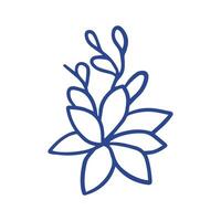 Simple and elegant illustration of a floral element with leaves and buds, drawn in a clean line-art style. vector