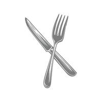 a knife and fork icon on a white background vector