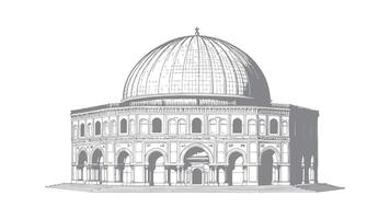 the dome of the rock is shown in a black and white drawing vector