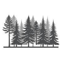 a black and white illustration of a forest with trees vector