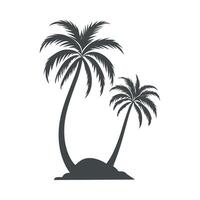 two palm trees on an island with a white background vector