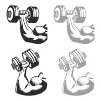 four different images of a man lifting weights vector