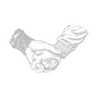 a drawing of two hands holding each other vector