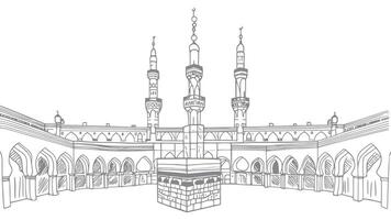 Drawing of a mosque with two minarets vector