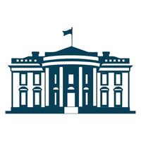 the white house is shown in a blue and white silhouette vector