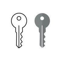 A minimalist illustration of a key, representing security, privacy, accessibility, and safety. Features a flat design with clean lines, suitable for icons, logos, or technology related vector