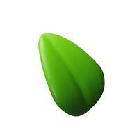 3d right green leaf. Three-dimensional plant illustration. Realistic eco element. Environment spring symbol. botanical emblem, ecology energy. Tree design herb vector