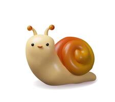 3d snail animal. Three-dimensional illustration slow mollusk in the nature. Slimy cute slug. Graphic spiral wildlife character in the summer. Speed symbol. Small crawling house for escargot vector