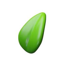 3d left green leaf. Three-dimensional plant illustration. Realistic eco element. Environment spring symbol. botanical emblem, ecology energy. Tree design herb vector