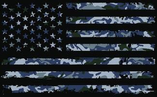 Navy Camouflage American Flag. Distressed Military USA Design vector