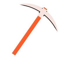 Hand drawn cute cartoon illustration of pickaxe instrument. Flat miner or digger tool in doodle style. Support service hardware icon. Settings or fix problem. Crypto currency sign. Isolated. vector
