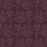 oyster mushroom outline pattern brown background vector