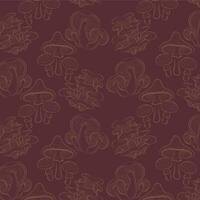 different mushrooms fungus line pattern vector