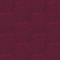 mushroom toadstool line pattern. red background vector