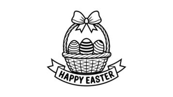 Cute Easter Basket with Eggs, Perfect for Printables vector