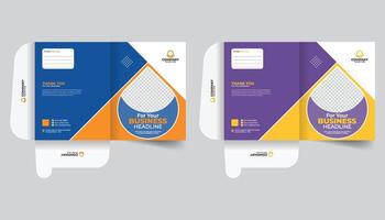 Modern and creative style file folder design, With business image, logo and all company information. Creative stylish colorful presentation stationery, office document file folder template vector