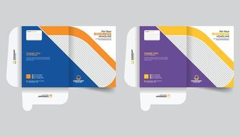 Simple and clean professional layout file folder design, With business image, logo and all company information. Creative stylish colorful presentation stationery, office document file folder template vector