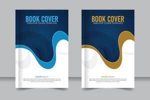 Creative and abstract Cover book presentation design, with dark gradient blue color and white color background 6 inch width 9 inch height size book cover template, annual report cover design. vector