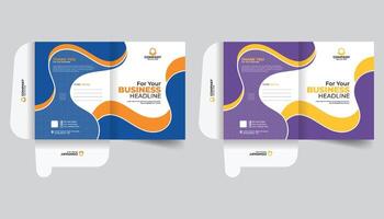2 templates of Blue and purple color file folder design, With business image, logo and all company information. Abstract and creative colorful background, office document file folder template vector