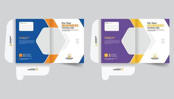With business image, logo and all company information. Creative stylish colorful presentation stationery template design, office document file folder template vector