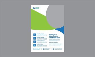 This flyer design is a modern and professional business template that effectively balances color, typography, vector
