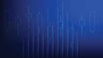 finance and business investment. graphic candlestick and bar chart on blue background vector