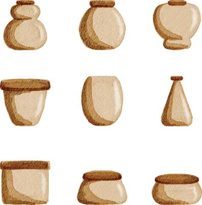 A set of different vases and pots