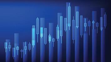 economy and finance. candlesticks chart with bar graph on blue background vector