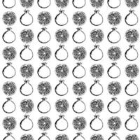 Pomegranate whole and cut in doodle style. Seamless pattern. vector