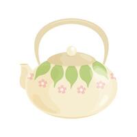 Cute round teapot for making tea. Illustration in flat style on white background. vector