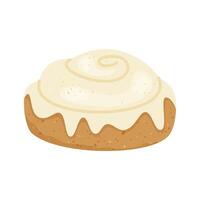 An appetizing cream bun. Cinnabon. Illustration on white background in flat style. vector
