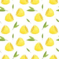 Seamless pattern of lemon halves on white background. Illustration of infinite pattern in flat style. vector