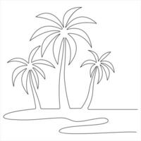 Single continuous line drawing aesthetic palm tree sketch vector