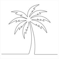 Continuous line minimalist Palm Tree silhouette illustration vector