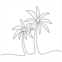 Simple Line Drawing of Two Palm Trees illustration vector