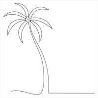 Single continuous line drawing aesthetic palm tree vector