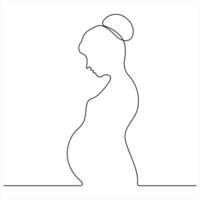 Continuous line drawing Pregnant woman in line art vector