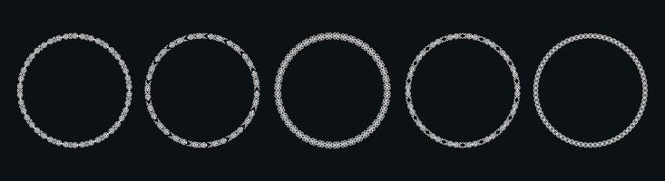 Set of elegant circle decorative round frames on black background vector