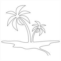 Single continuous line drawing of aesthetic palm tree style illustration vector