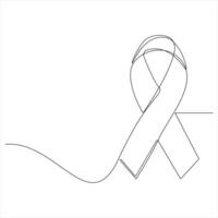 Single continuous line drawing ribbon and giving support to fight against cancer vector