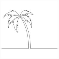 Simple palm tree line art drawing illustration vector