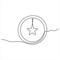 Continuous single line drawing star One line drawing background Linear star icon vector