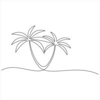 Single continuous line drawing aesthetic palm tree sketch illustration vector