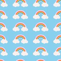 Seamless pattern of rainbows. Cute background for textile and web design on a blue background. Kids' seamless pattern with pastel rainbows. vector