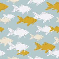 Pattern with fish in blue and yellow colors. Pattern for textiles. vector