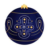 Blue Christmas ball in watercolor technique. New Year illustration. Element for holiday cards and patterns. vector